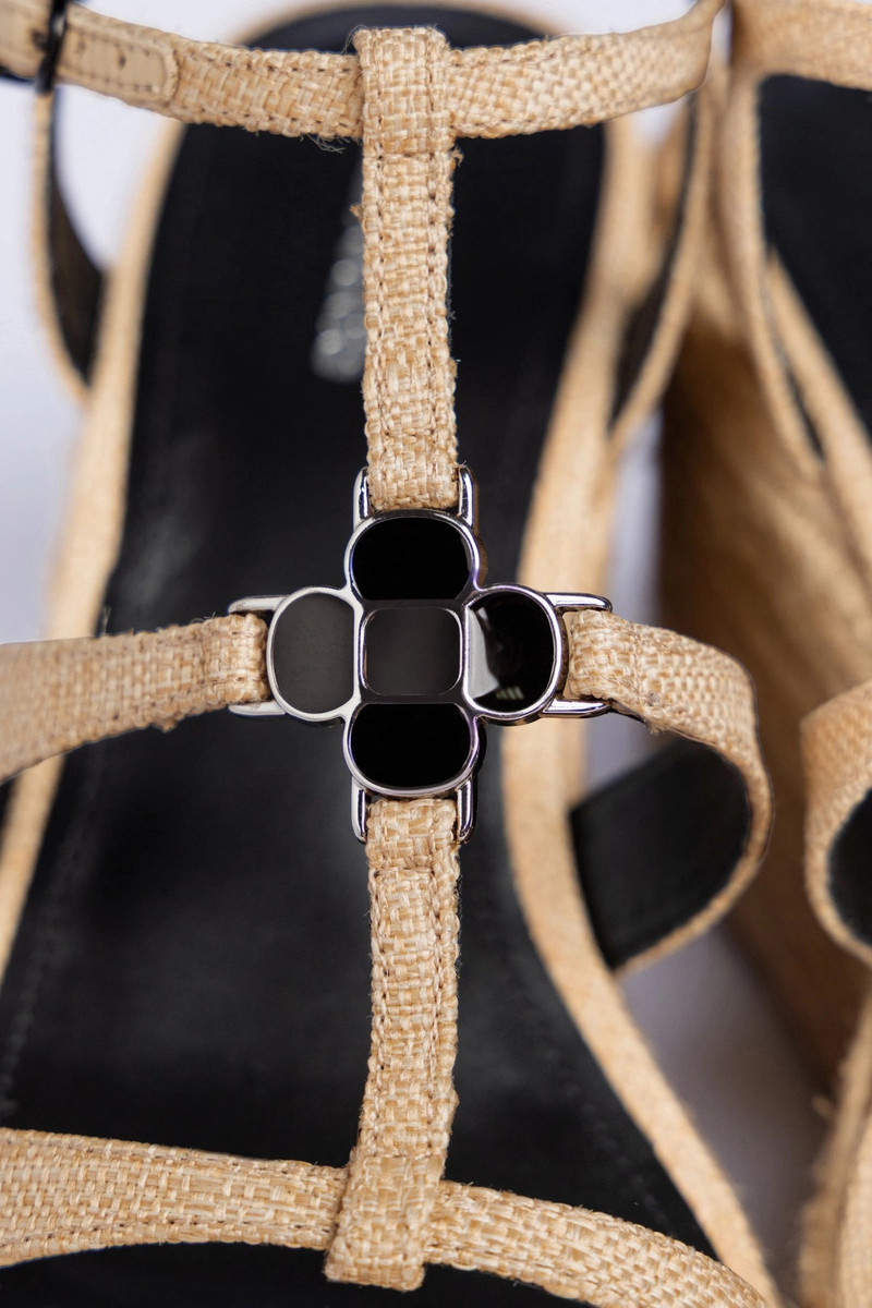 Larroudé Hana Flat Sandal Beige Raffia outlook