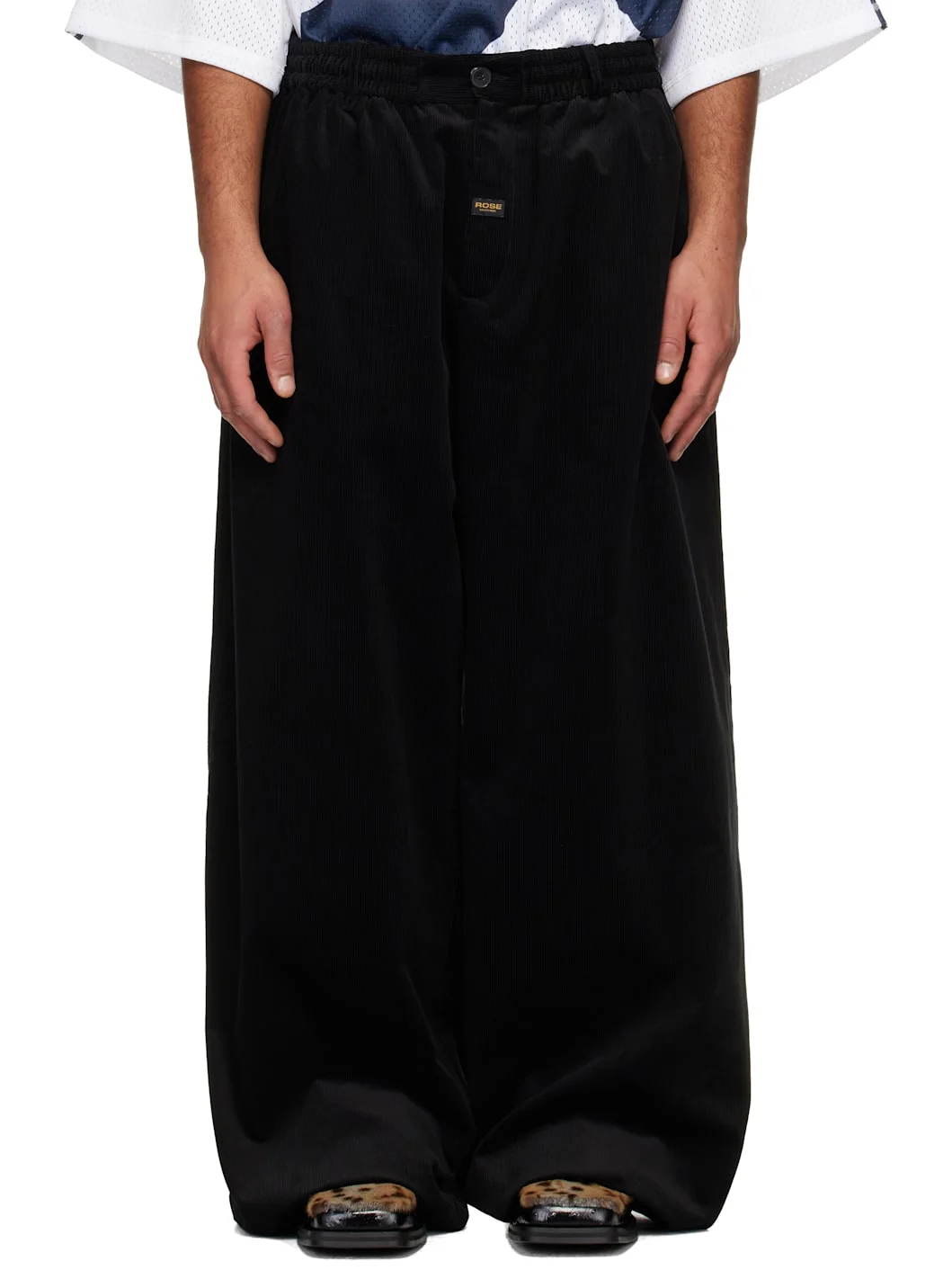 Black Extreme Wide Leg Tailored Trousers - 1
