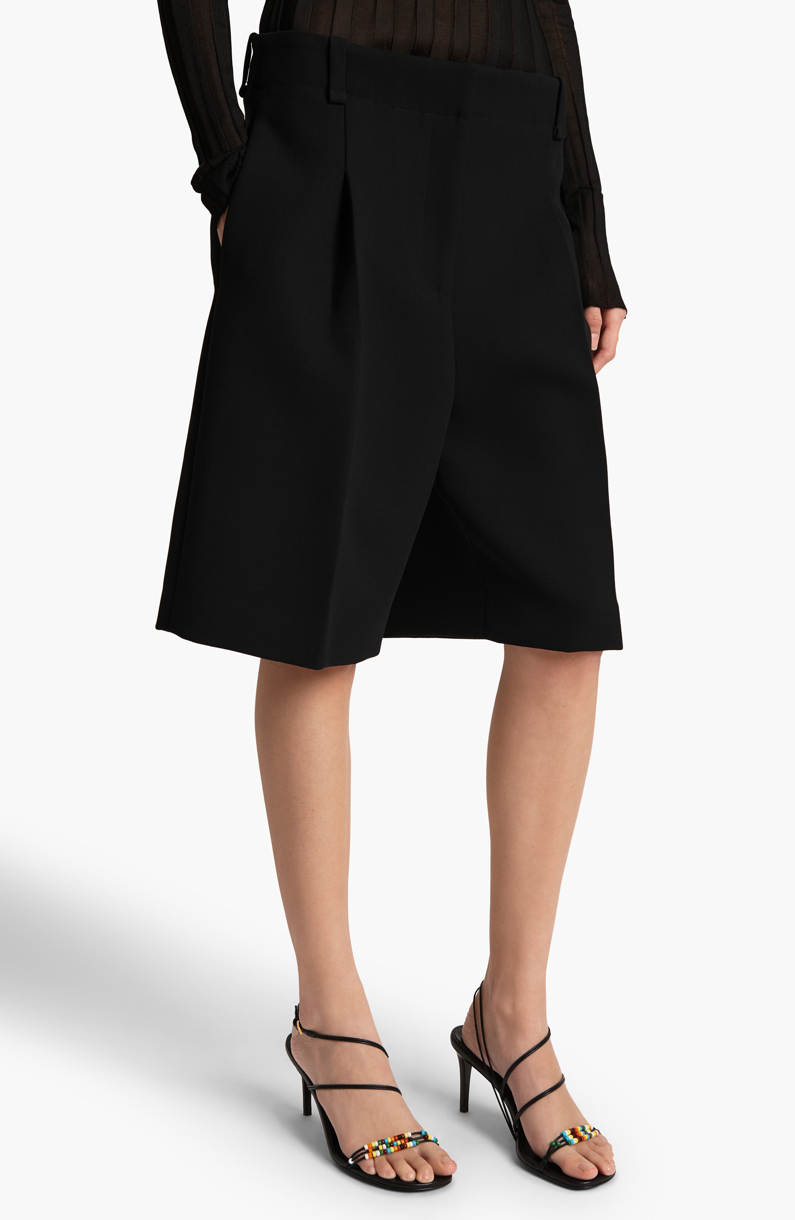 Khaite Laden Pleated Bermuda Shorts in Black at Nordstrom - 3