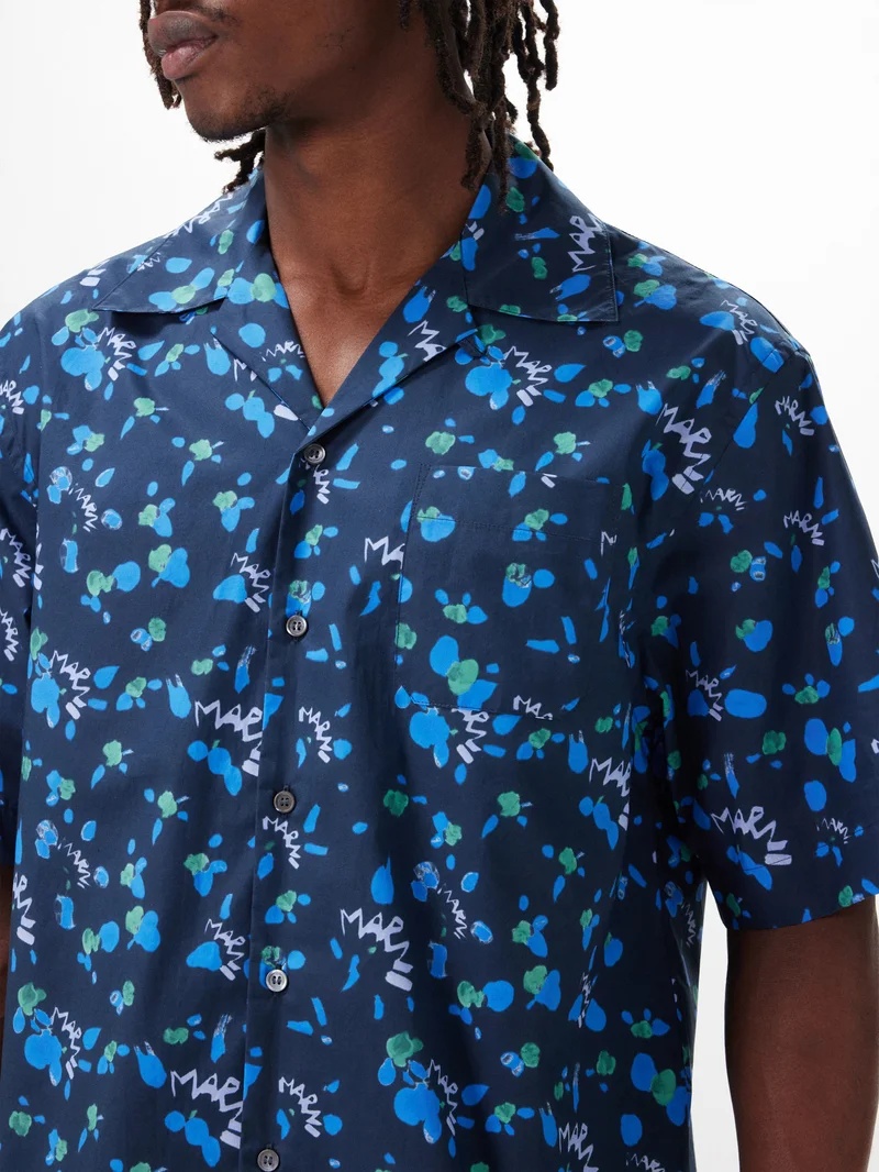 Cuban collar graphic-print short-sleeve shirt - 3