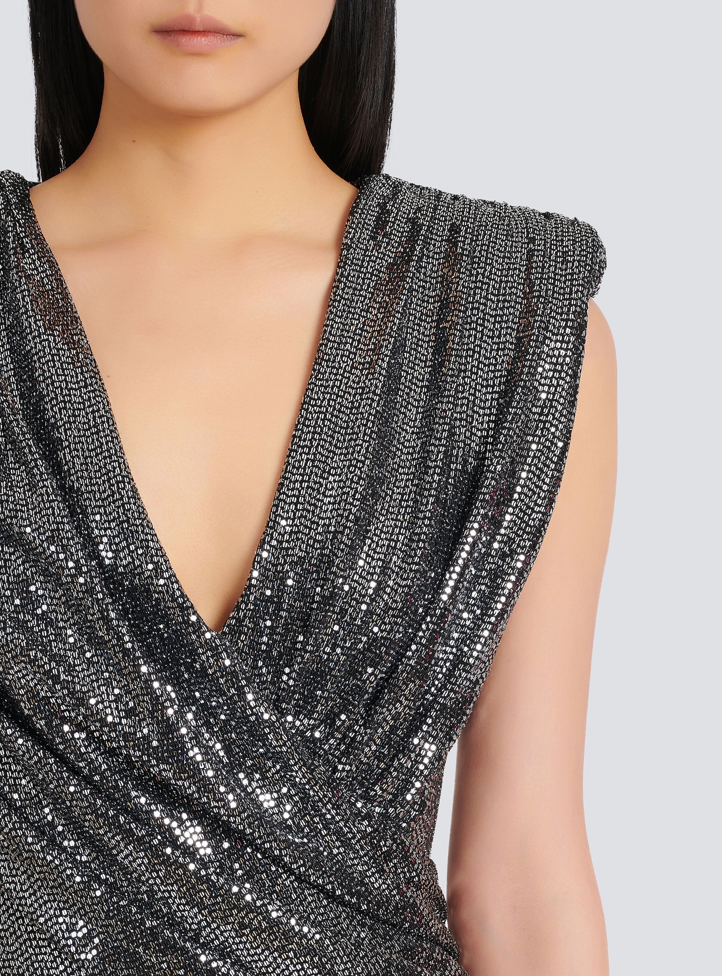 Short draped jersey dress with sequins - 7