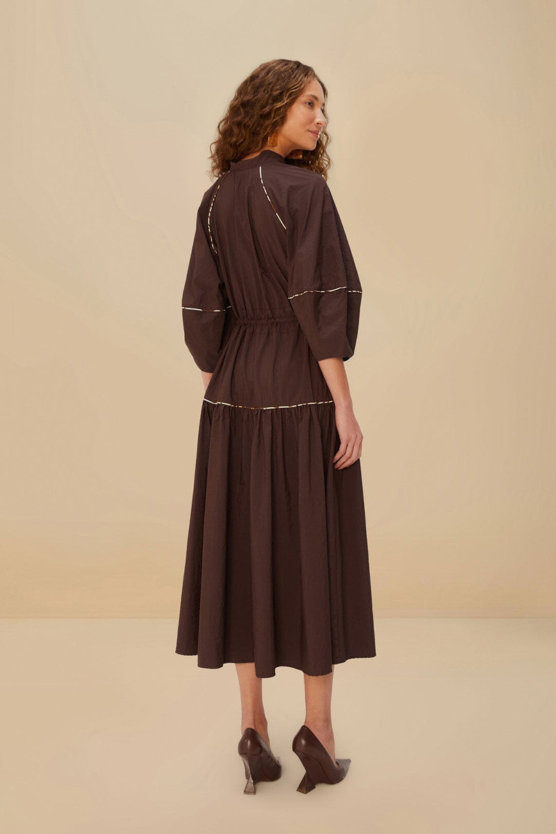 FARM RIO Brown Chemise Midi Dress outlook