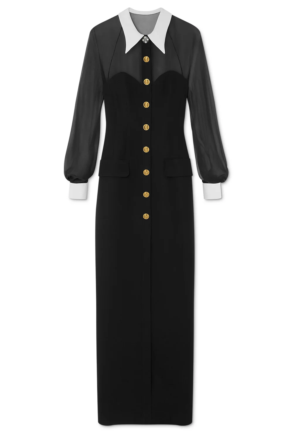 Long Sleeve Button Dress - 1