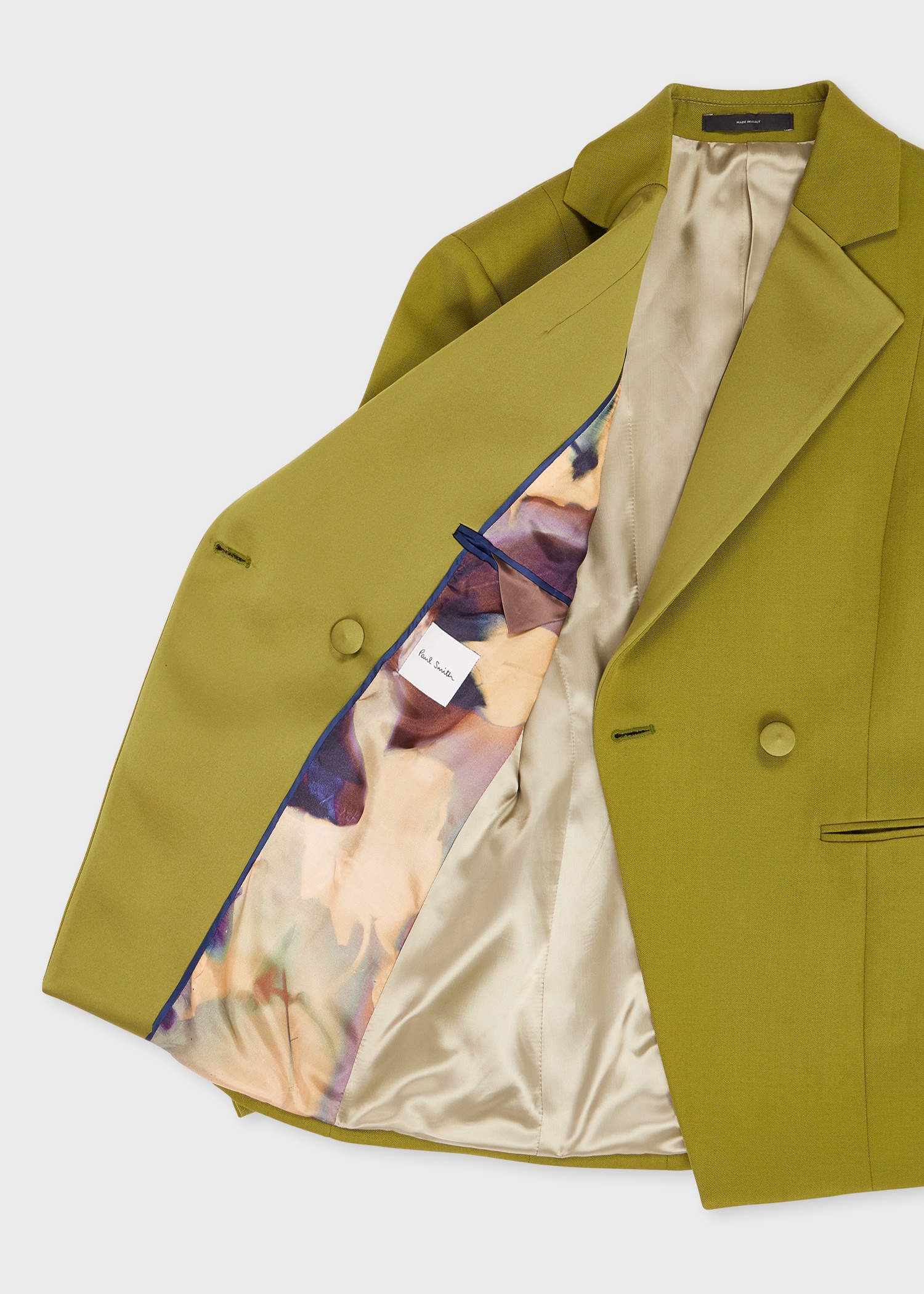 Women's Olive Green Wool Gabardine Double-Breasted Blazer - 4