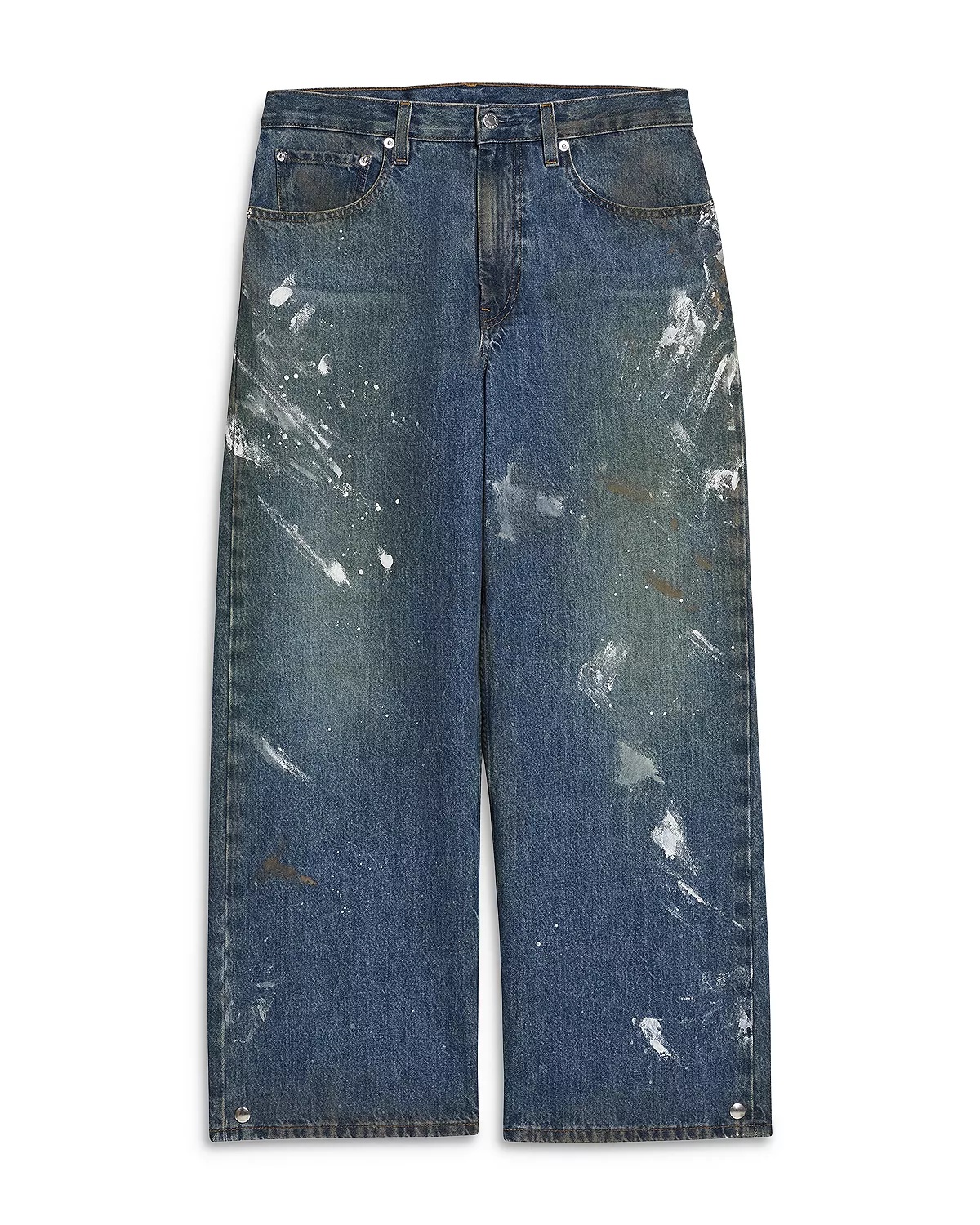 Cropped Wide Leg Jeans in Mid Indigo Painter - 7