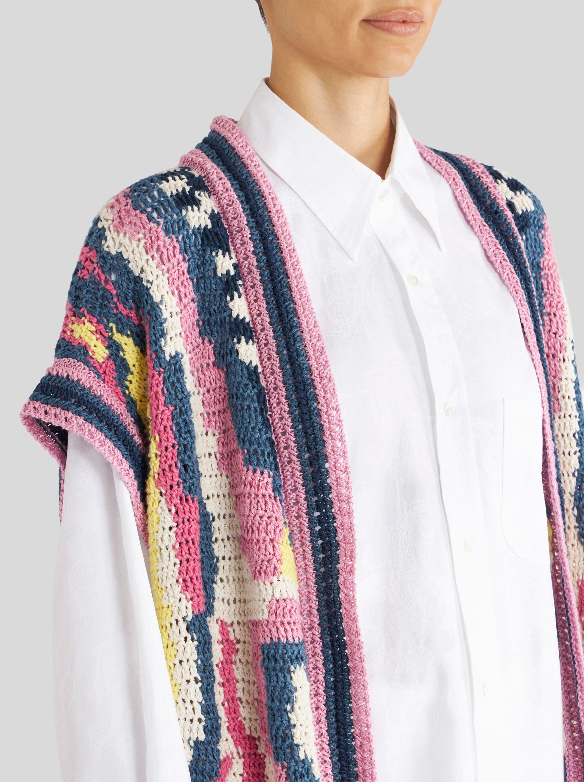 MAXI JACQUARD KNIT GILET - 2