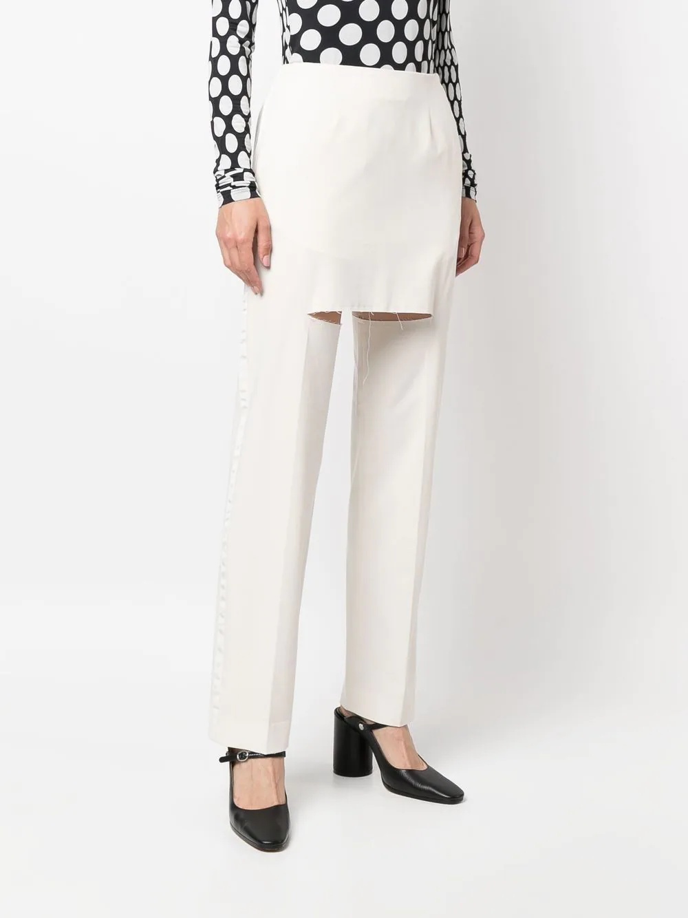 cut-out layered tailored trousers - 3