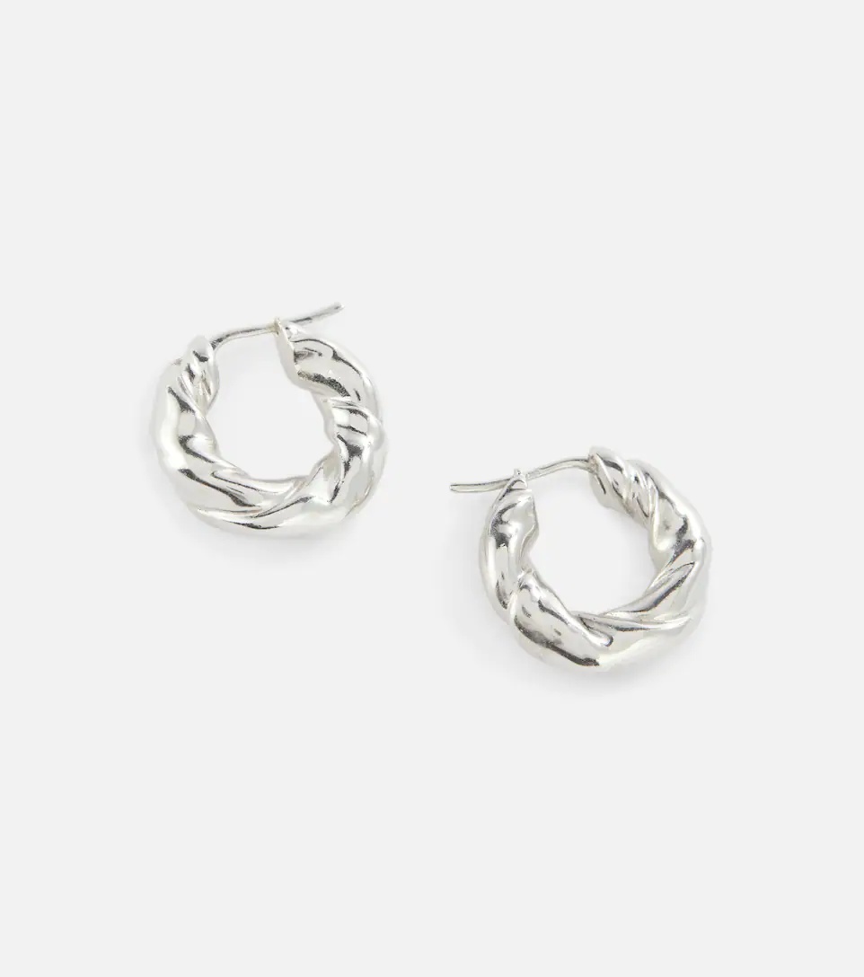 Twisted sterling silver hoop earrings - 4