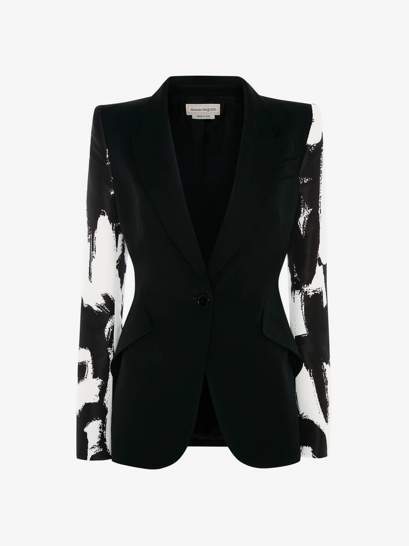 Mcqueen Graffiti Sleeve Jacket in Black - 1