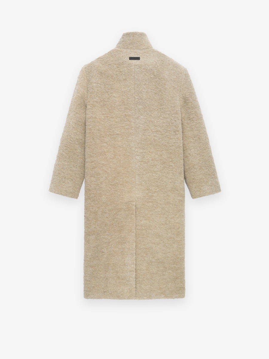 Wool Boucle Stand Collar Overcoat - 2