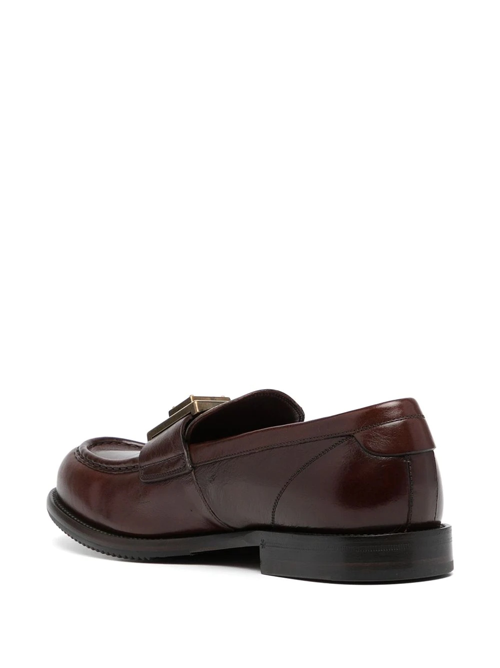 logo-plaque leather loafers - 3