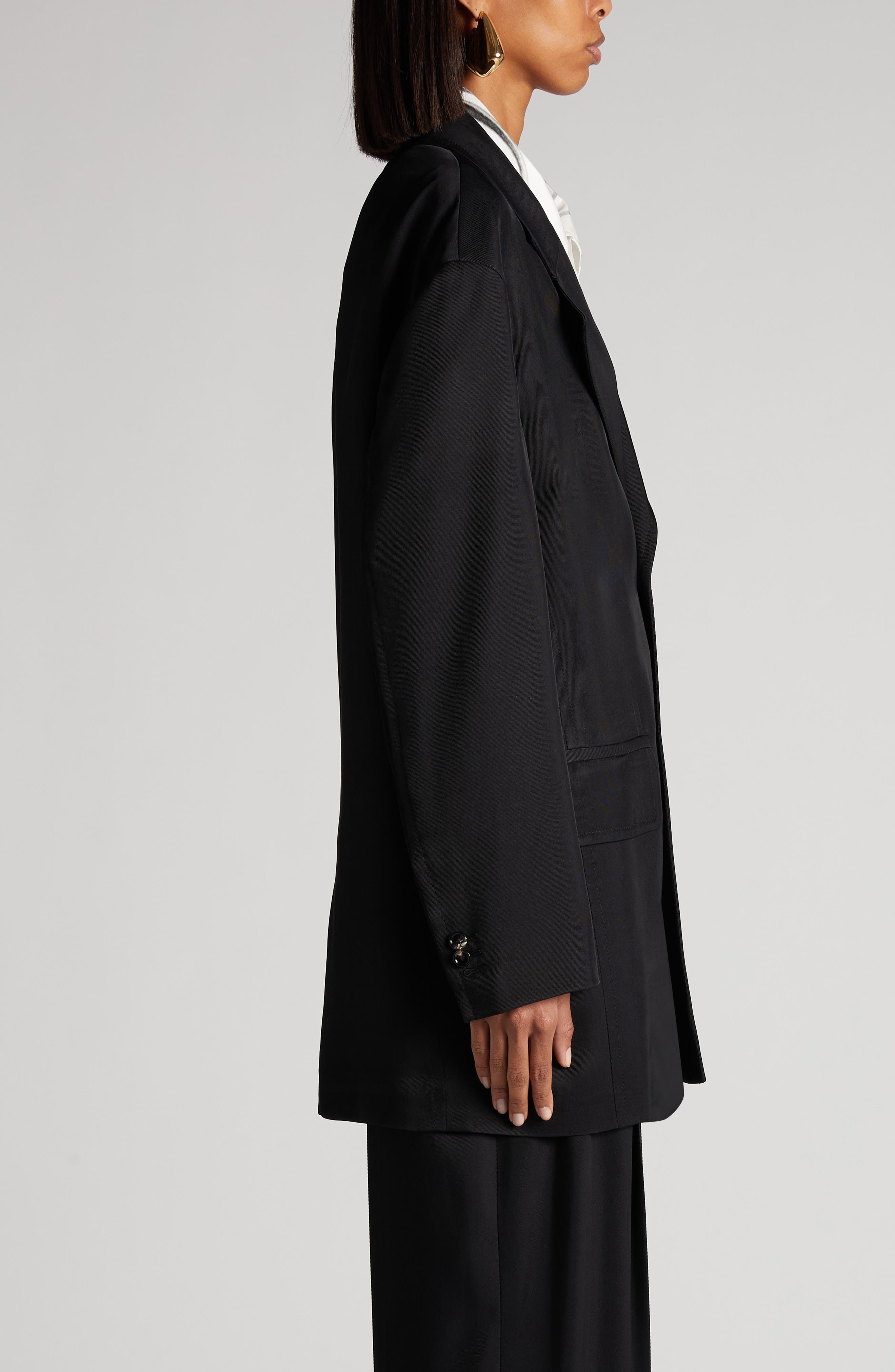 Bottega Veneta Viscose & Mulberry Silk Twill Jacket in 1000 Black at Nordstrom - 4