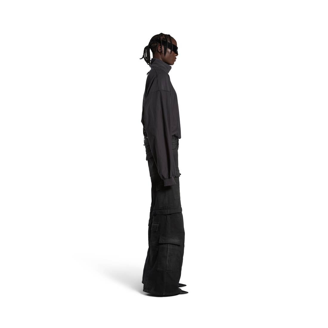 Flared Cargo Pants in Black - 4