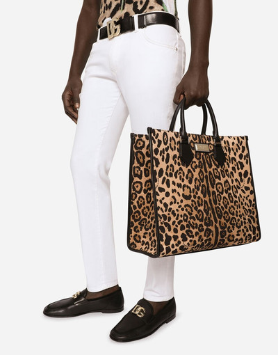 Dolce & Gabbana Leopard-print canvas shopper with calfskin nappa details outlook