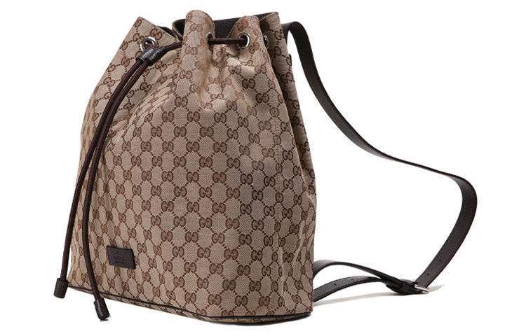 Men's Gucci Logo Drawstring Canvas Bucket Bag Backpack One Size Brown 449175-KY9MN-9790 - 2