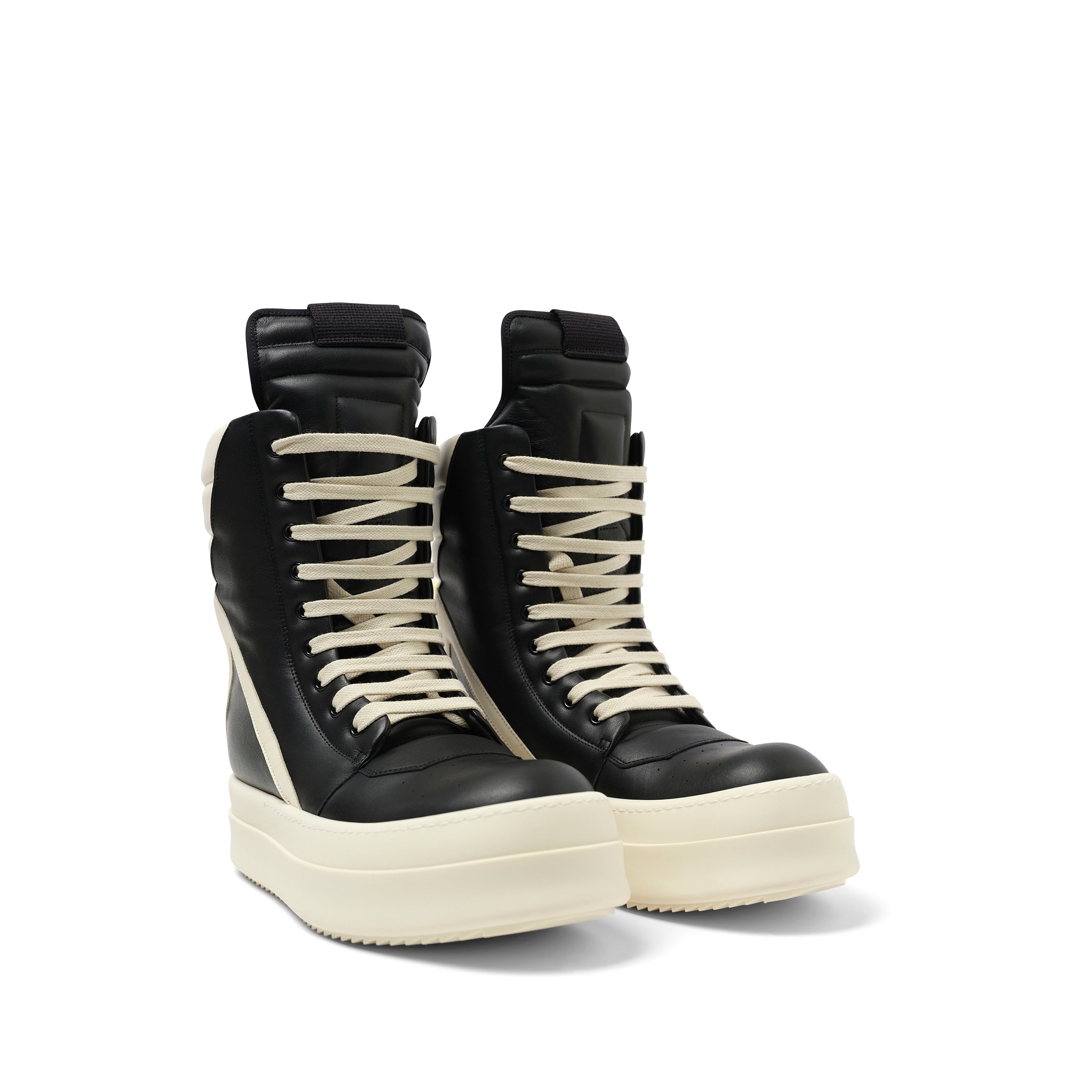 Full Grain Leather Mega Geobasket in Black/Milk - 2