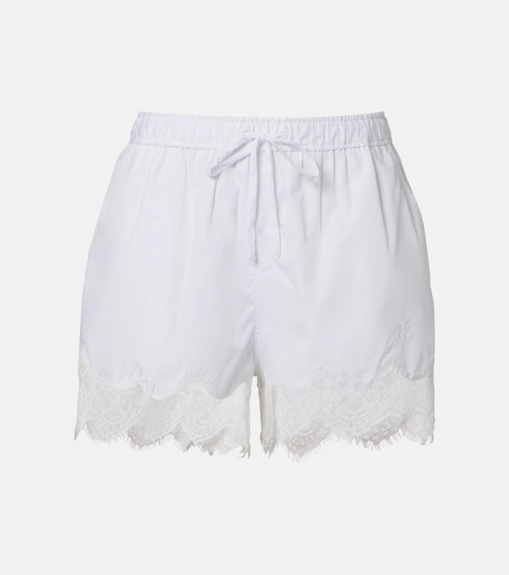 Lace-trimmed cotton shorts - 1