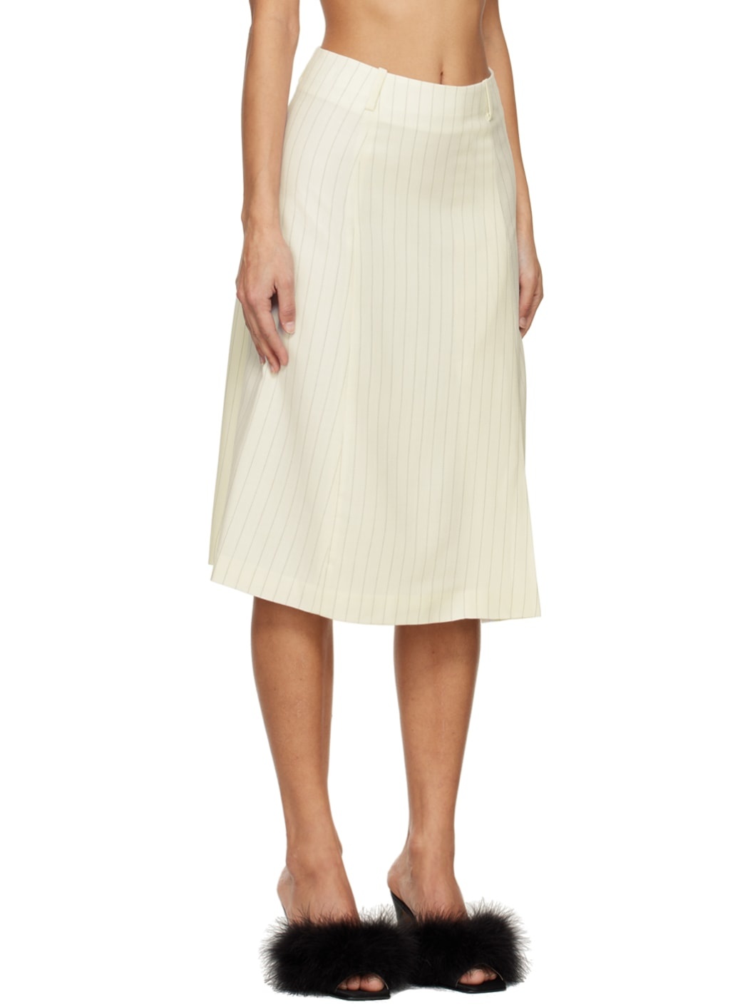 Off-White Pin Stripe Midi Skirt - 2