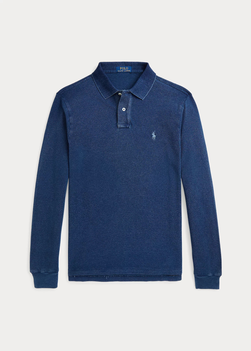 Custom Slim Fit Indigo Mesh Polo Shirt 1