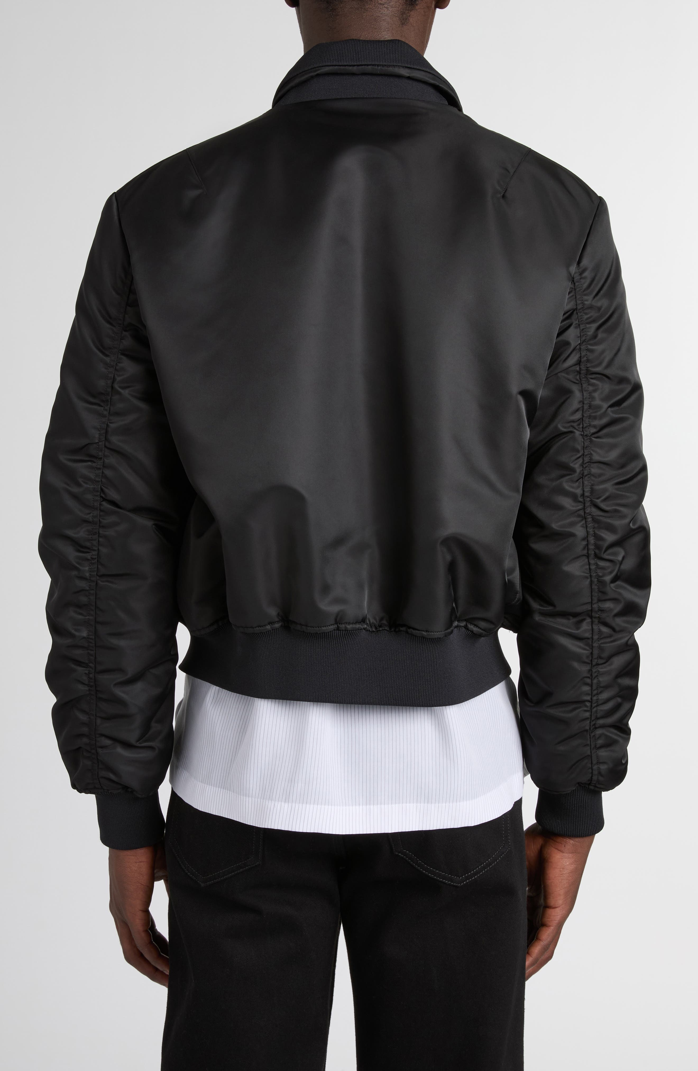 McQueen Technical Crop Bomber Jacket in Black at Nordstrom - 3