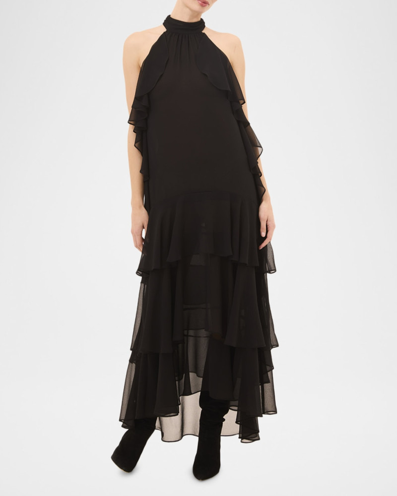 MISA Calissa Ruffled Chiffon High-Low Dress outlook