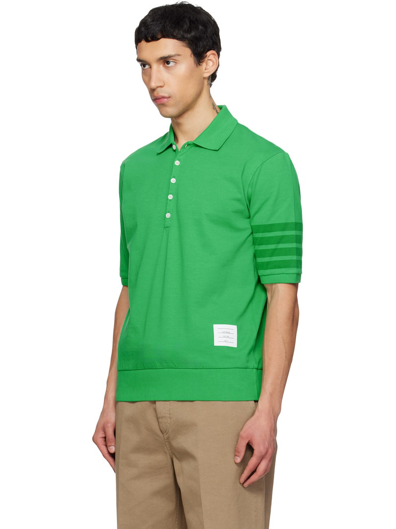 Thom Browne Green Garment Overdyed Jersey 4-Bar Polo outlook
