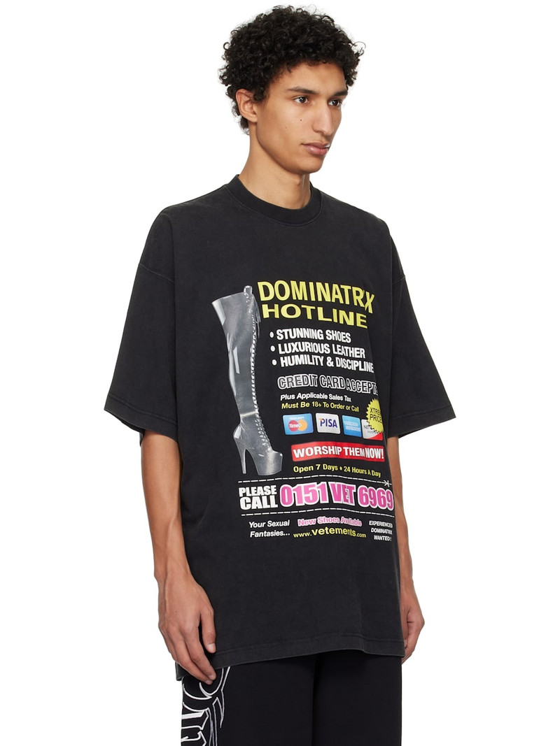 Black Oversized 'Dominatrix Hotline' T-shirt 2