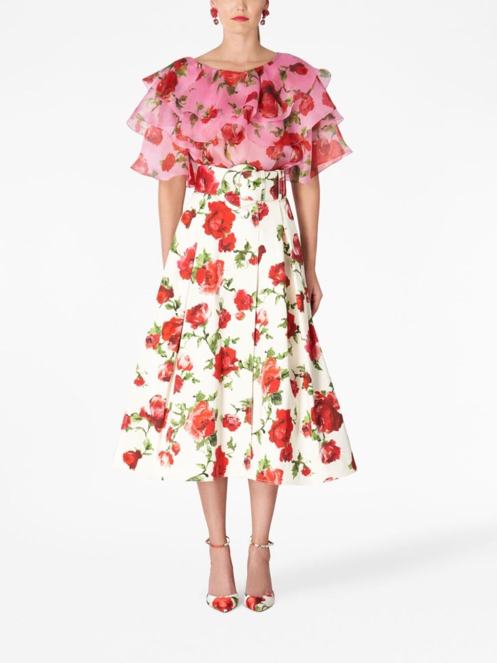 floral-print silk blouse - 2