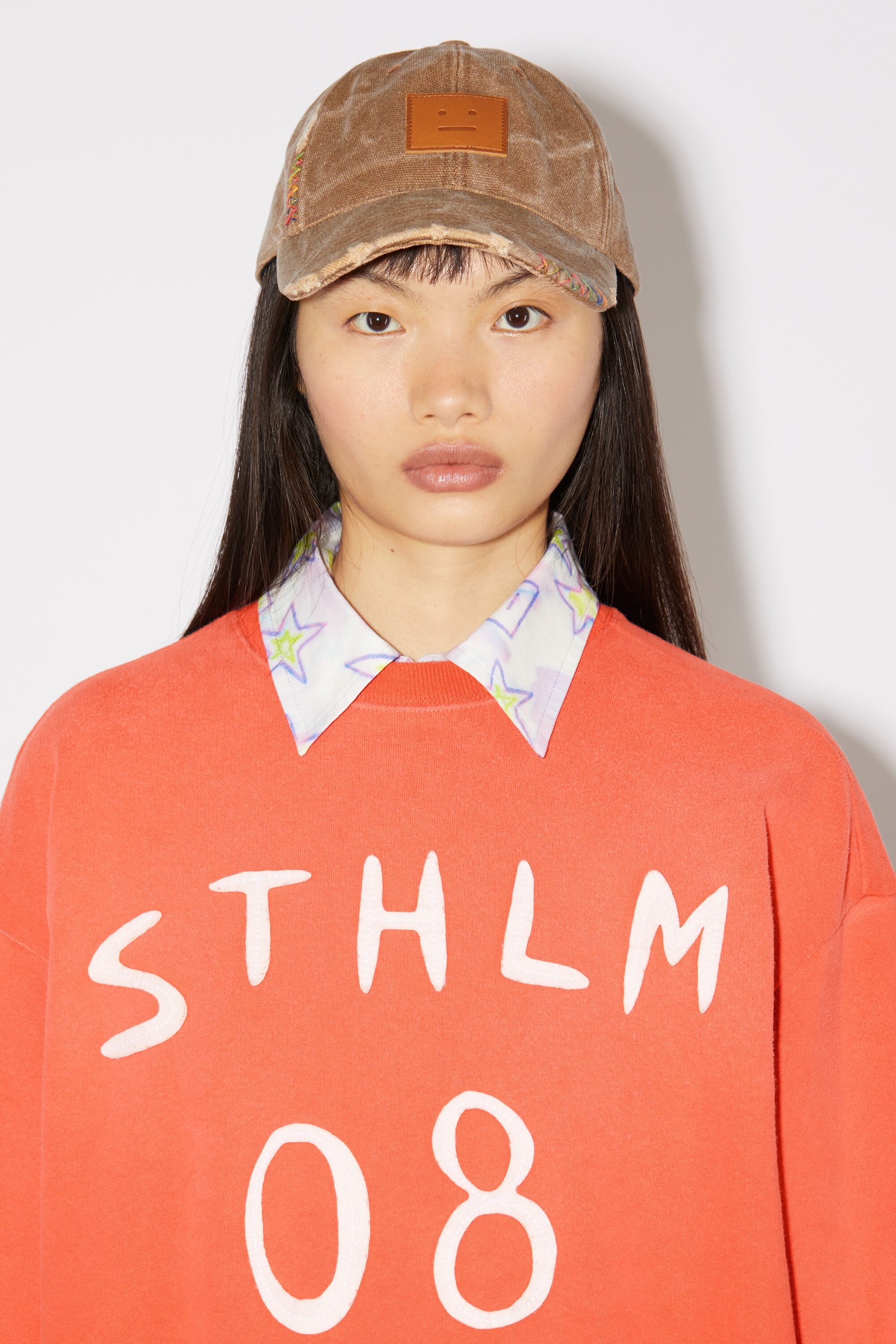 Patch print sweater - Relaxed fit - Chili orange - 4