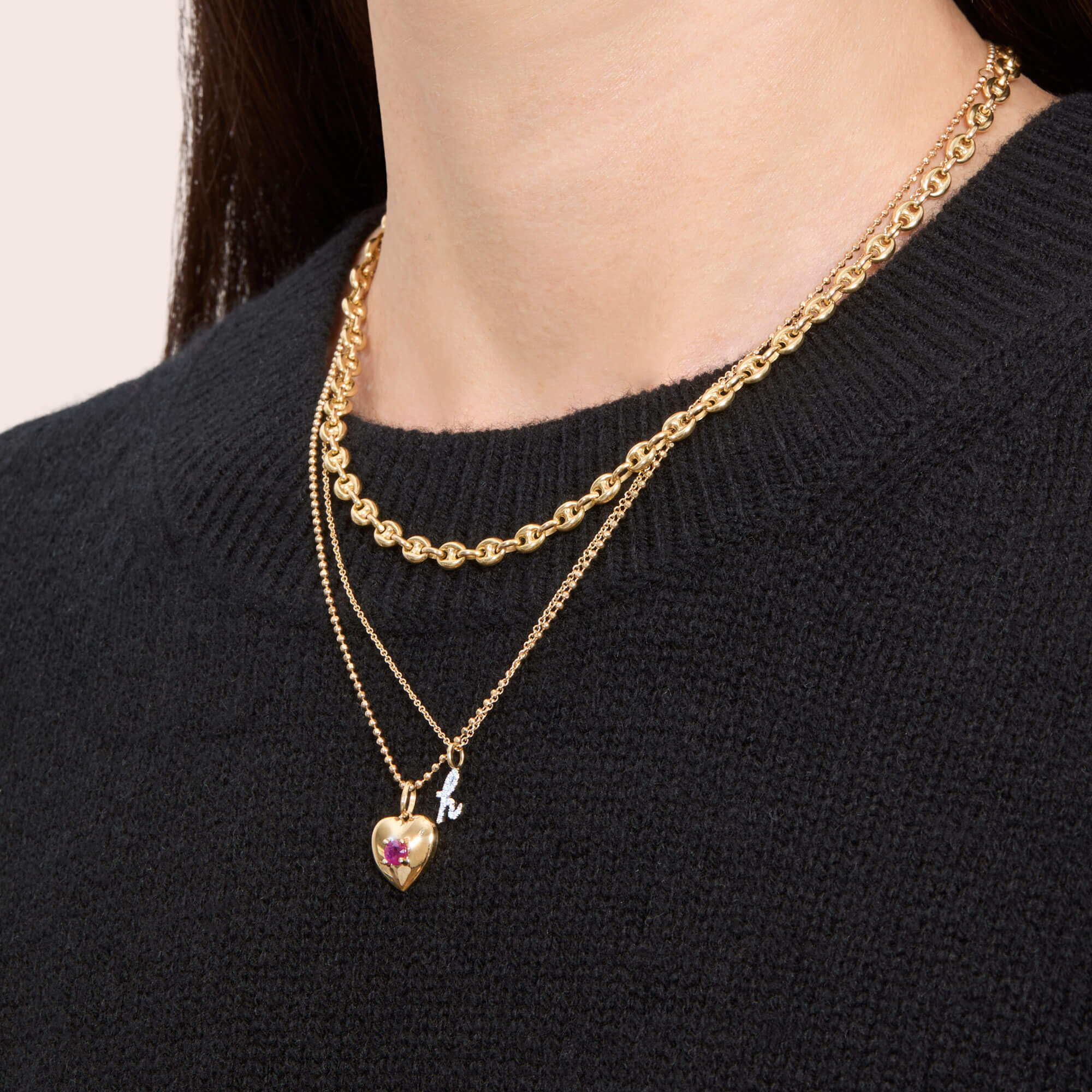 Diamond Cursive Initial Necklace - 5