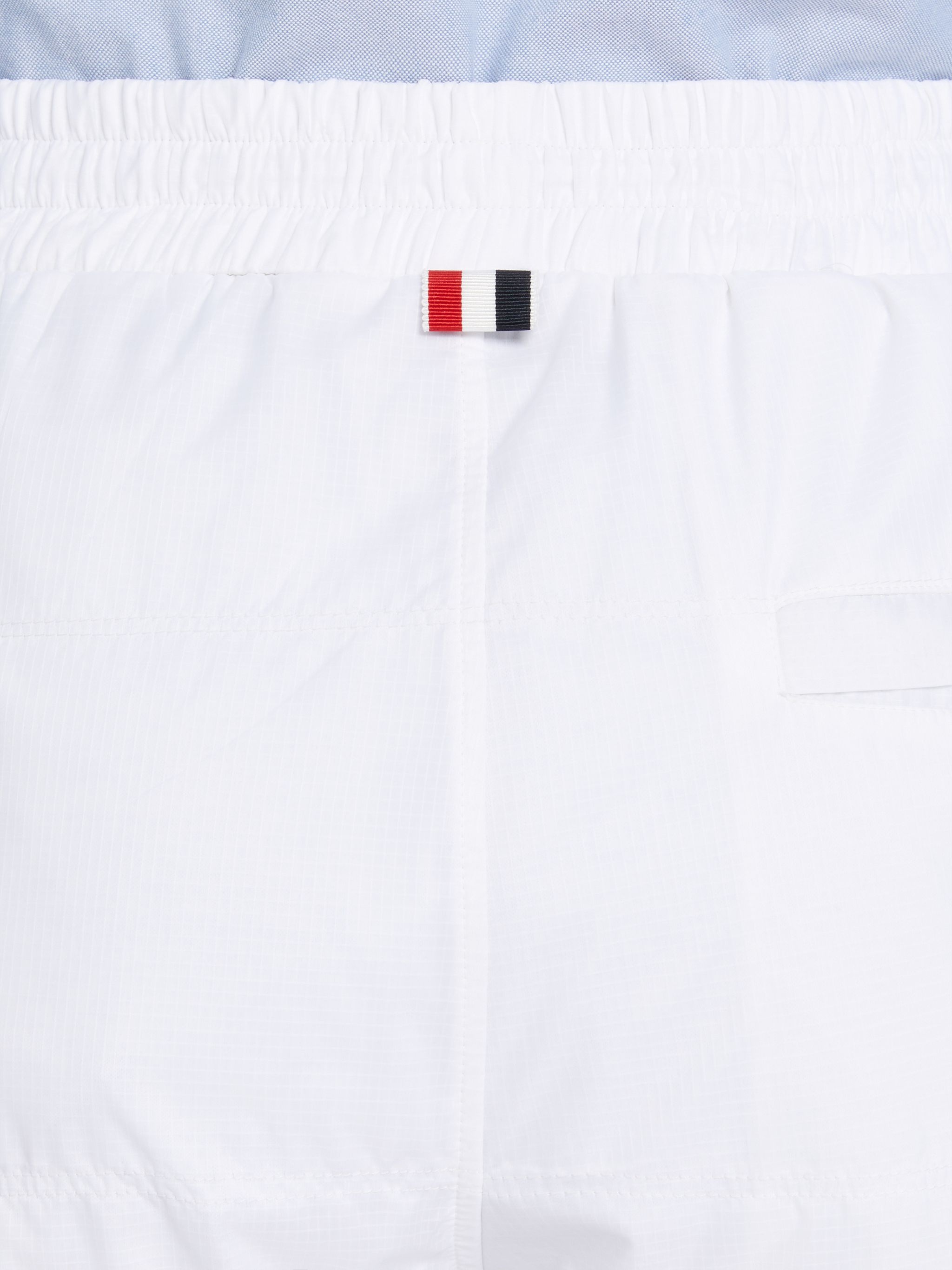 White Quilted Ripstop Jersey Lining Track Short - 6