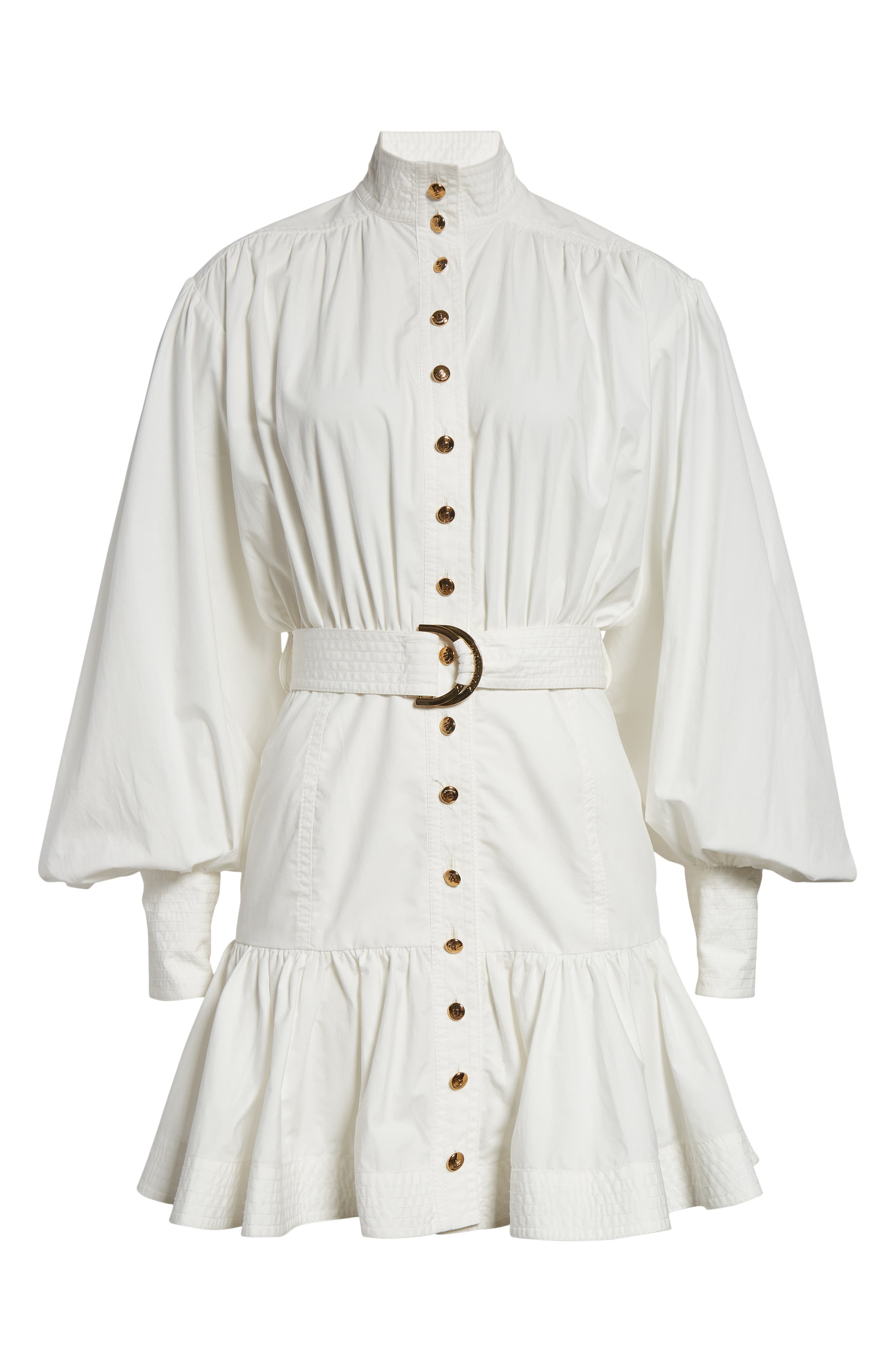 Zimmermann Belted Long Sleeve Cotton Utility Minidress in Ivory at Nordstrom - 5