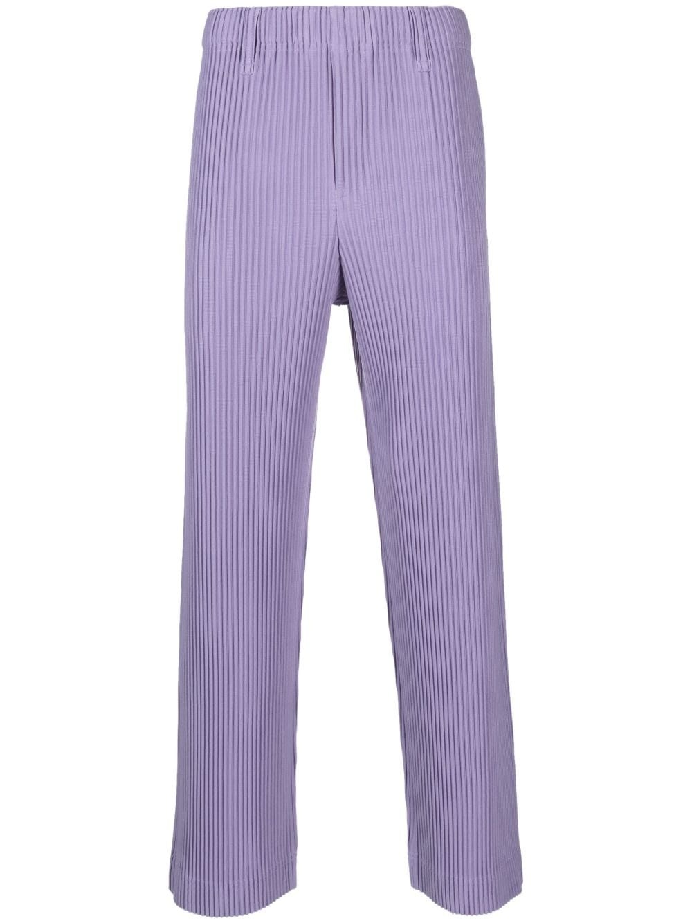 plissé-effect straight-leg trousers - 1