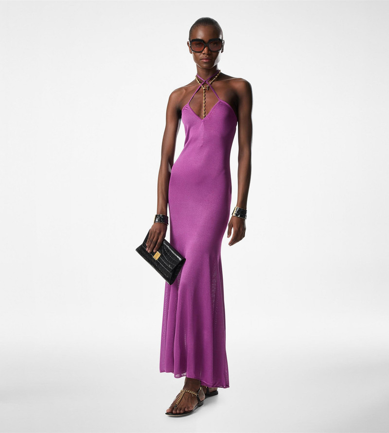 TOM FORD SLINKY VISCOSE JERSEY KNIT HALTERNECK MAXI DRESS outlook