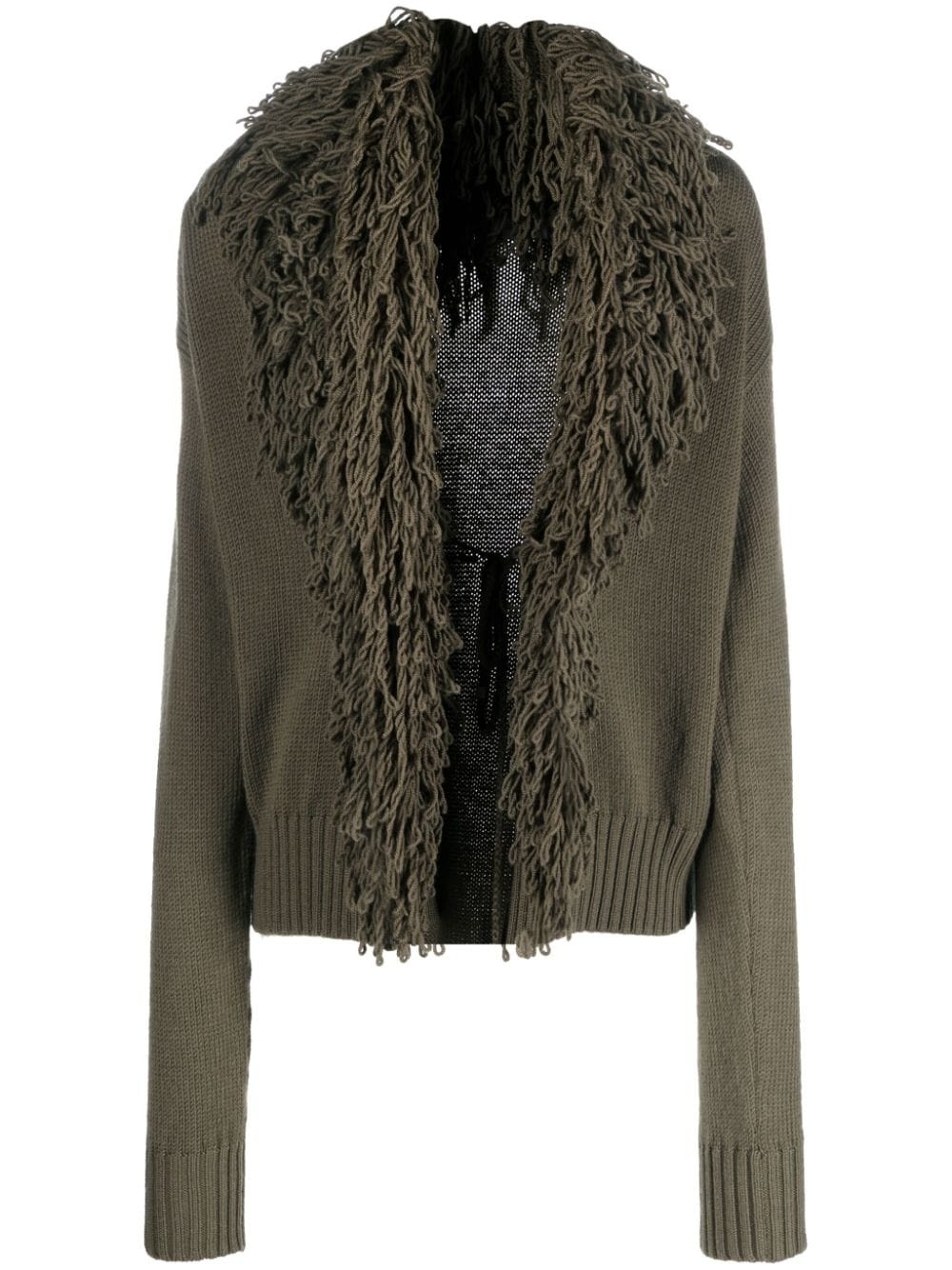 fringed wool cardigan - 1