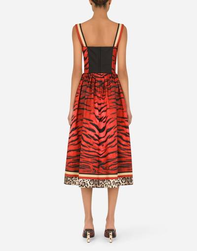 Dolce & Gabbana Long tiger-print poplin dress outlook