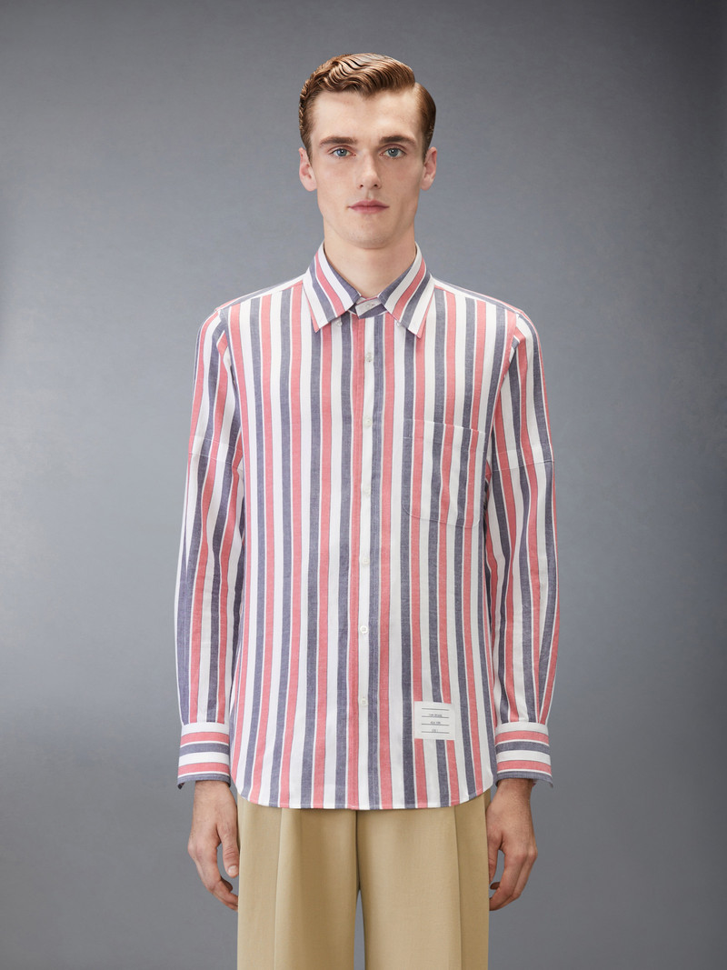 Thom Browne MADRAS COTTON REPP STRIPE ARMBAND SHIRT outlook