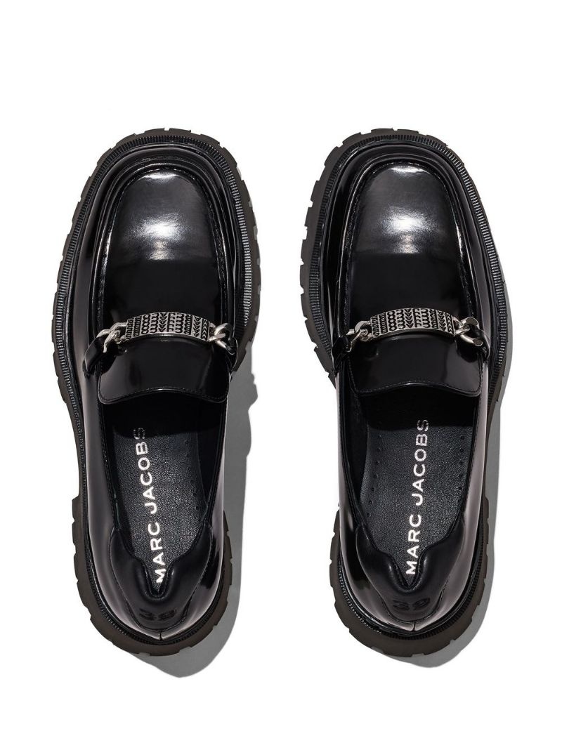 leather platform loafers - 4