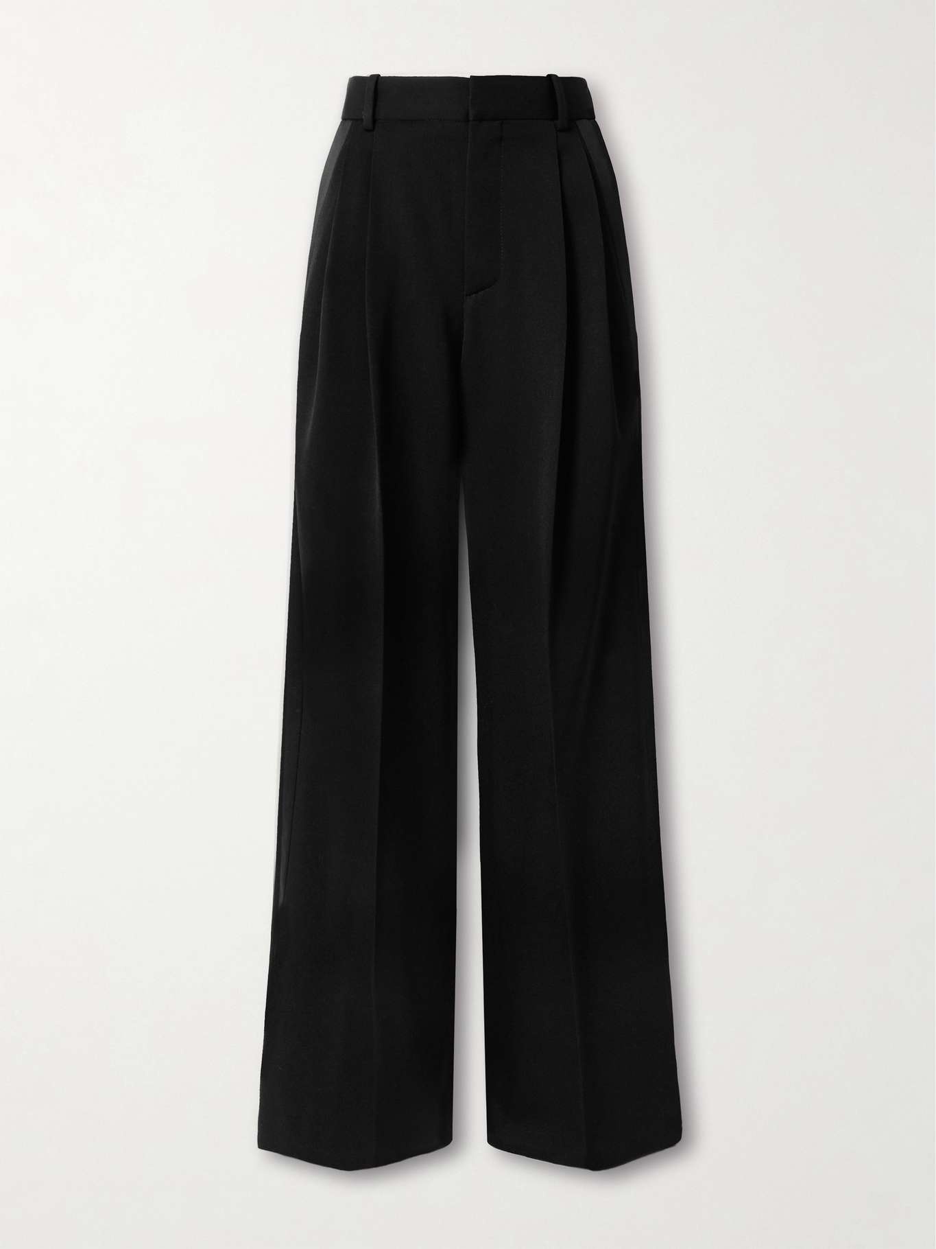 【関税&送料込】Saint Laurent Black Wool Wide-Leg Pant SAINT LAURENT Grain de poudre wool wide-leg pants | REVERSIBLE