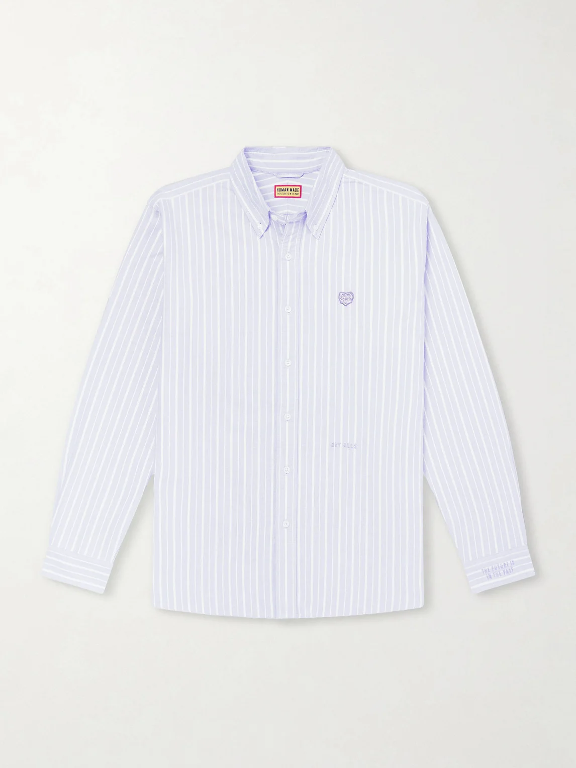 Button-Down Collar Logo-Appliquéd Striped Cotton Shirt - 1