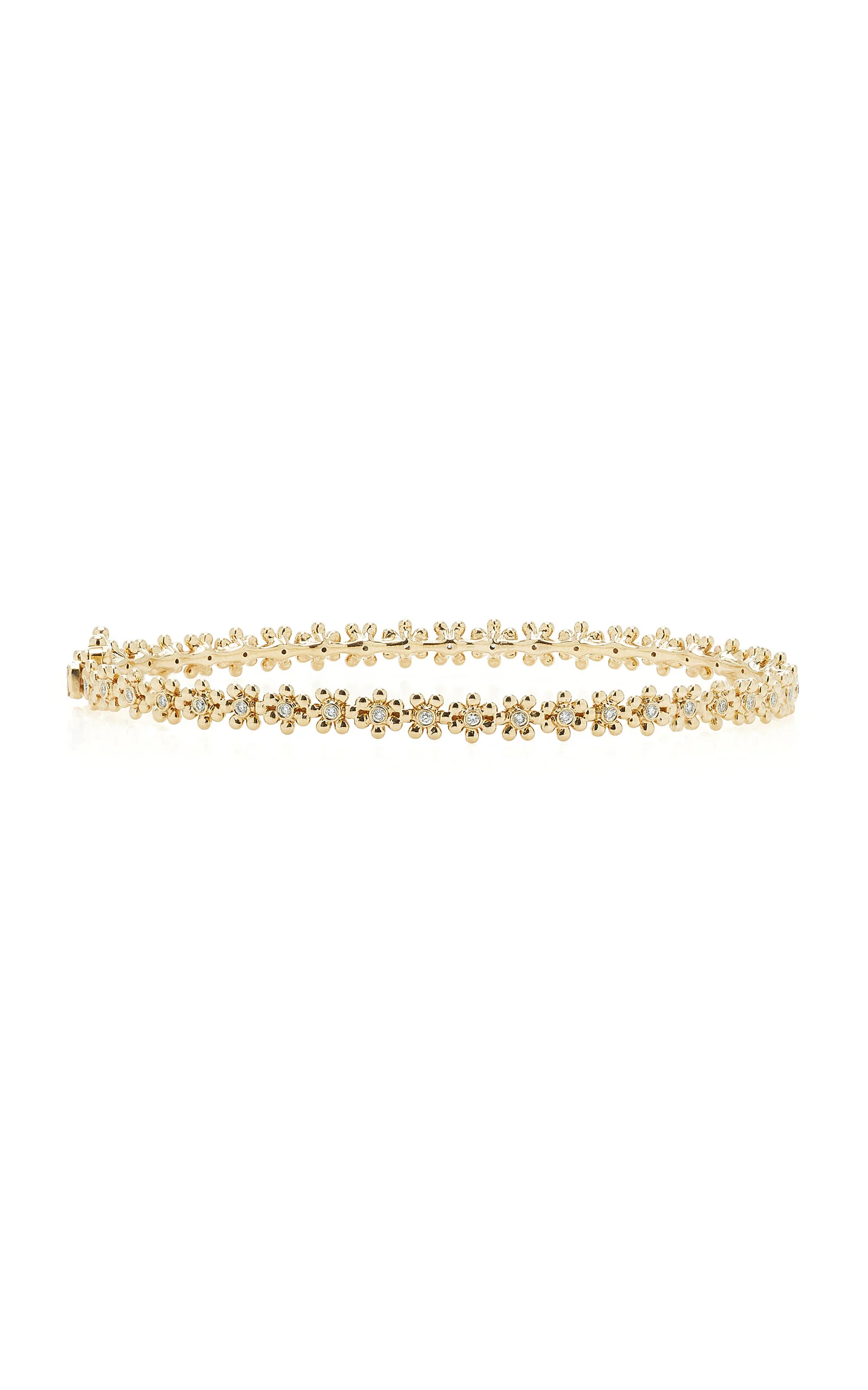 Tiny Daisy 14K Gold and Diamond Bangle gold - 1