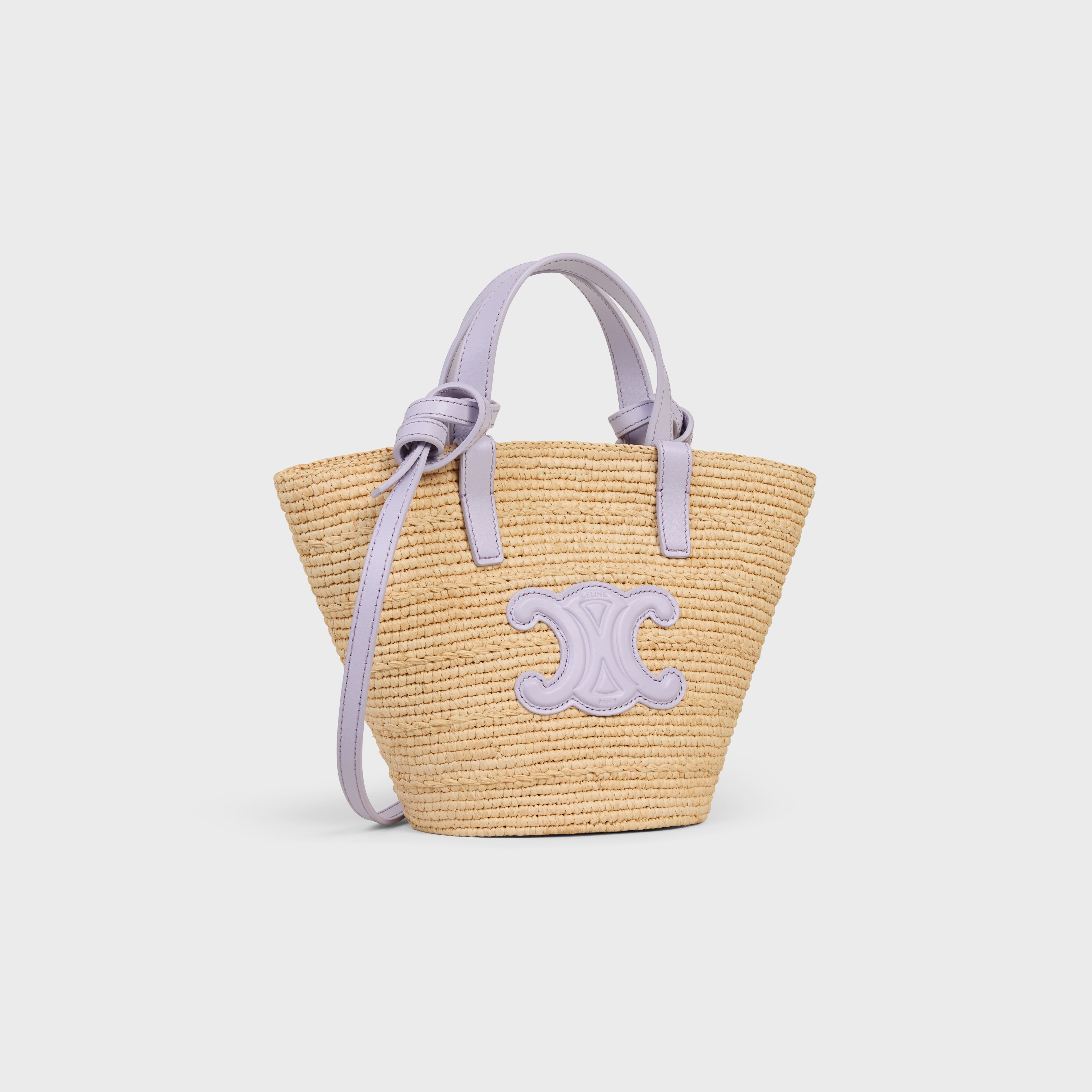【CELINE】NanoTriompheCelineClassicPanier Raffia&Calfskin CELINE Raffia Calfskin Triomphe Nano Panier Navy Blue