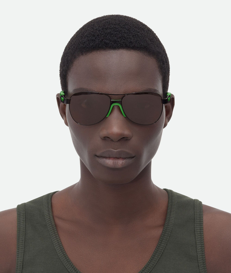 Bottega Veneta Mitre Metal Aviator Sunglasses outlook