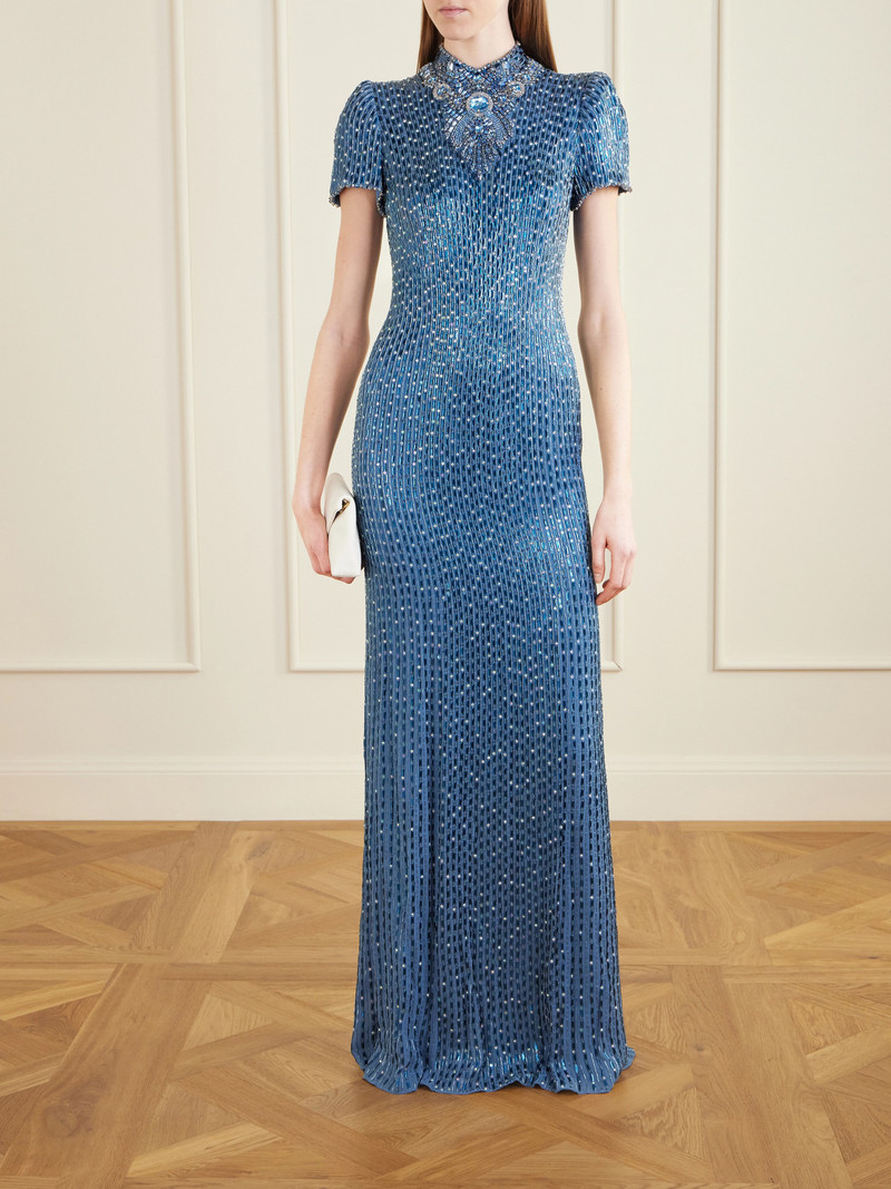 JENNY PACKHAM Amber Cape-effect Embellished Crepe Gown outlook