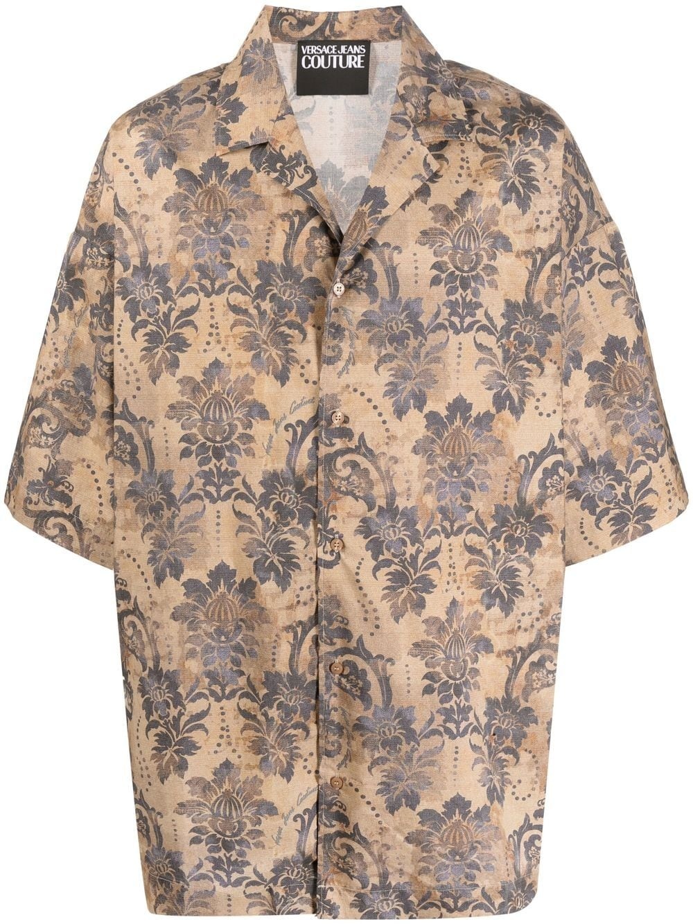 floral-print short-sleeved shirt - 1