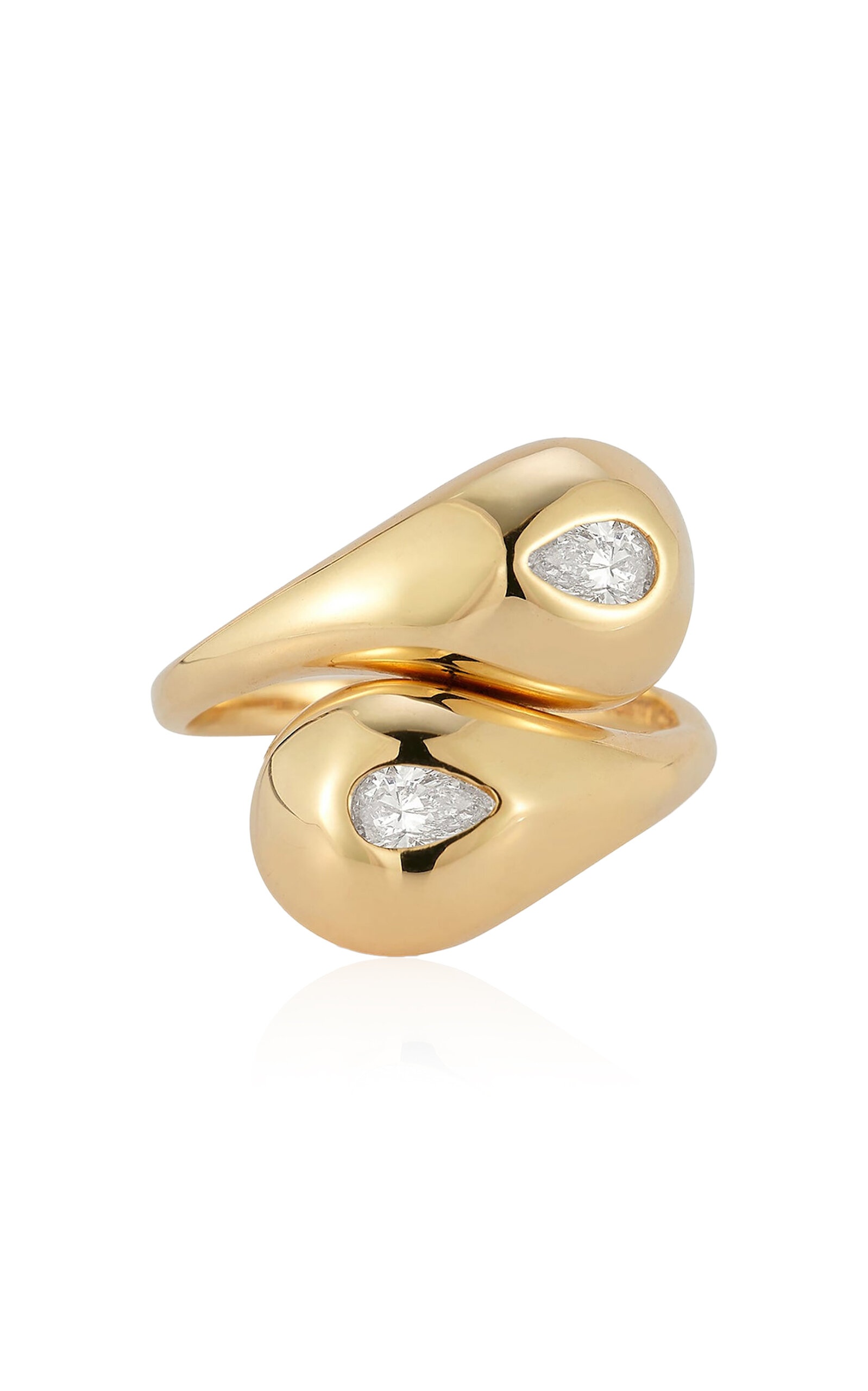 Twin Water Droplet 14K Yellow Gold Diamond Ring gold - 1