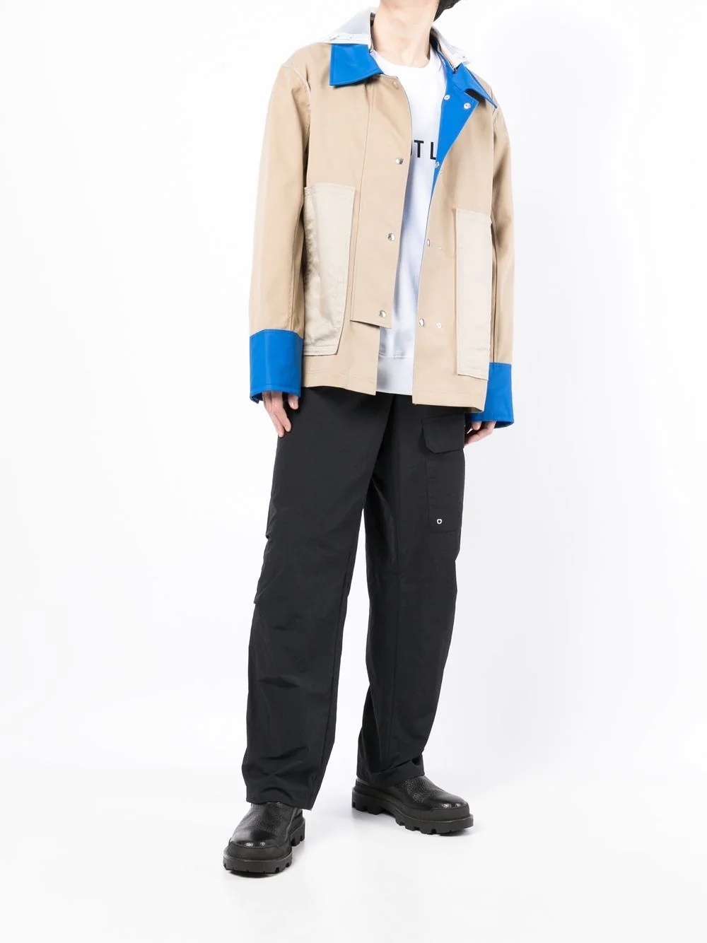 contrasting panel-detail hooded jacket - 2