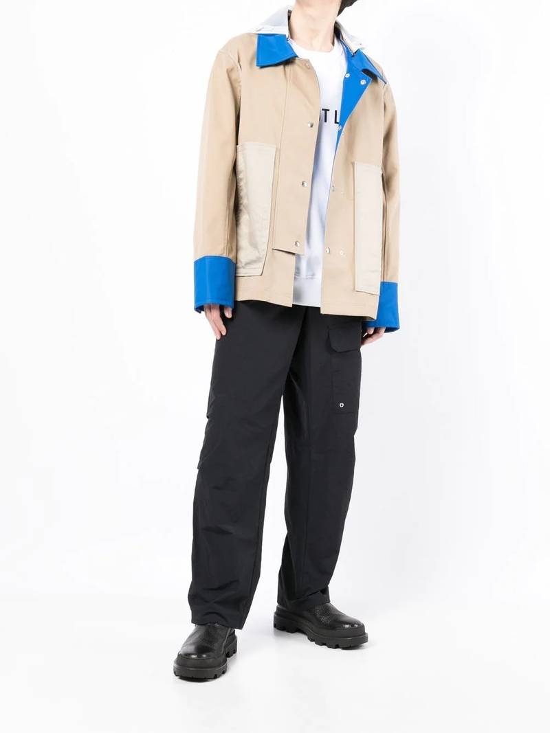 Helmut Lang contrasting panel-detail hooded jacket outlook