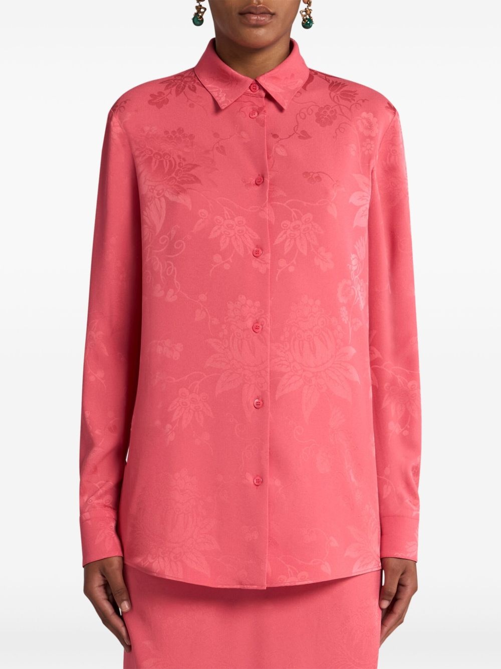 floral-jacquard shirt - 2