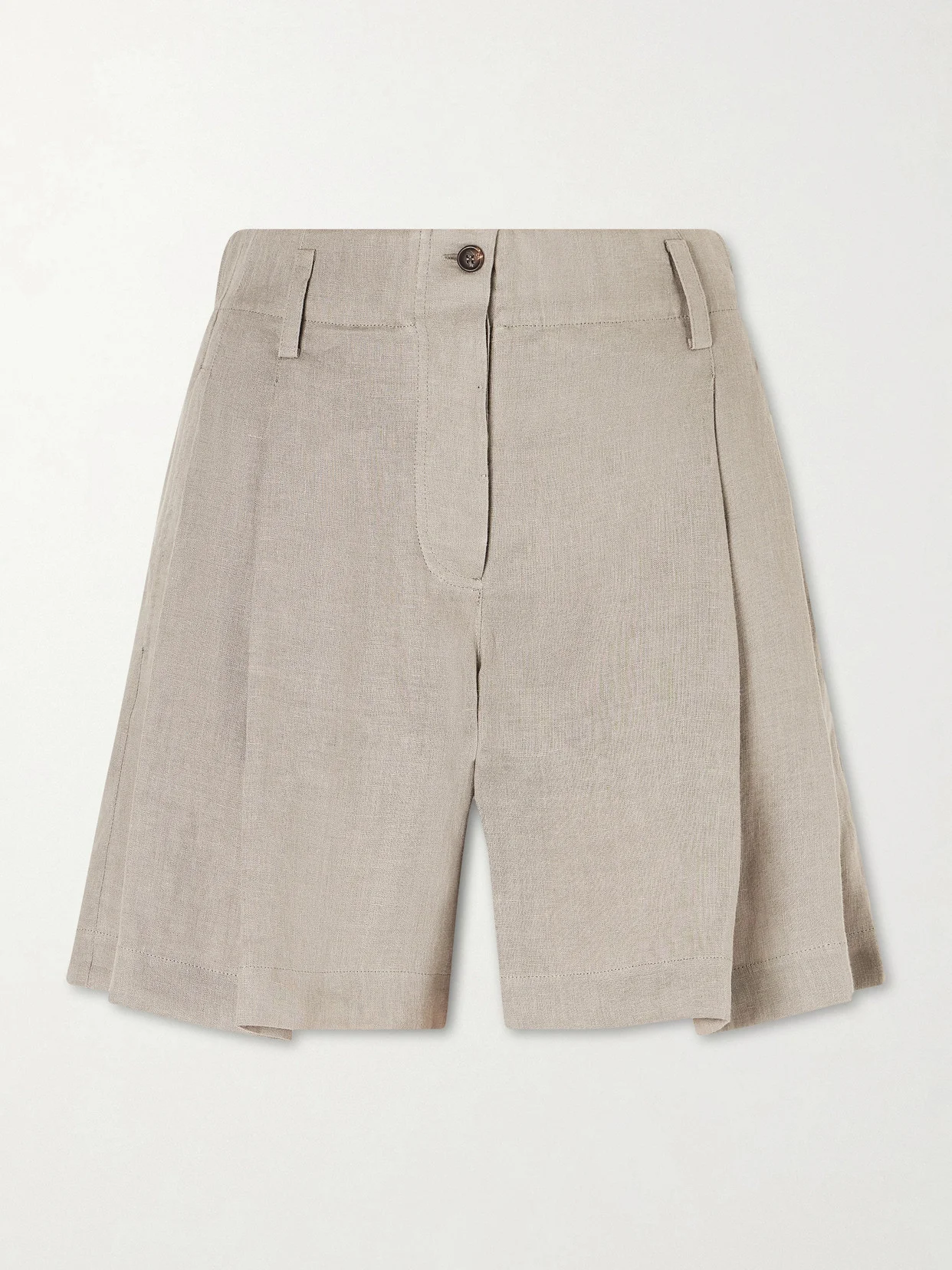 Pleated Linen Shorts - 1